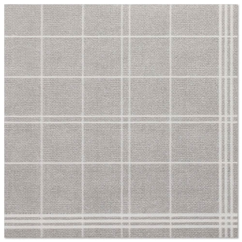 Um pedaço quadrado de carpete cinza claro com padrão de grade branco, que reflete a textura refinada e o design dos 50 guardanapos "ROYAL Collection" 1/4-dobra 40 x 40 cm cinza da PAPSTAR GmbH. No canto inferior direito aparecem linhas paralelas adicionais.