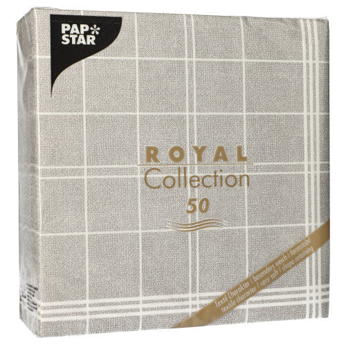 Um pacote de 50 PAPSTAR "ROYAL Collection" guardanapos, 1/4-dobra, 40 x 40 cm em cinza da PAPSTAR GmbH.