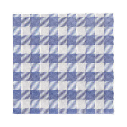 Die 100 Servietten der PAPSTAR GmbH, 1-lagig 1/4-Falz, 33 x 33 cm, zeigen ein blau-weißes Gingham-Muster mit wechselnden Quadraten. FSC-zertifiziert für eine umweltfreundliche Wahl - perfekt für stilvolle und umweltbewusste Einrichtungen.