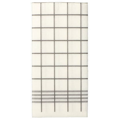 Um guardanapo branco de 2 camadas "Kitchen Towel" com grade cinza e linhas diagonais, semelhante aos PAPSTAR 30 guardanapos "PUNTO" 1/8-dobra, 39x40cm, microgravado da PAPSTAR GmbH.