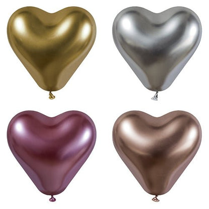 Os PAPSTAR 4 balões grandes da PAPSTAR GmbH são dispostos em uma grade de brilho metálico em dourado, prata, violeta e ouro rosa - ideal para decorações festivas em qualquer ocasião.