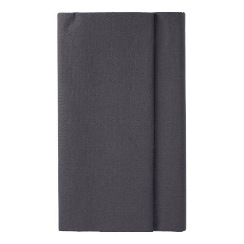 Uma toalha de mesa cinza escuro simples PAPSTAR da ROYAL Collection (120 cm x 180 cm, tecido) da PAPSTAR GmbH está cuidadosamente dobrada diante de um fundo branco.