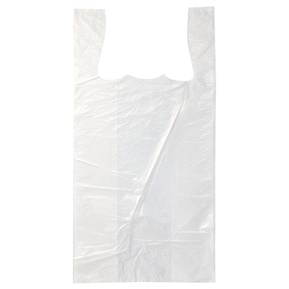 Um saco de camisola Starpak 200 feito de HDPE branco da marca Starpak com duas alças está plano e transparente sobre um fundo branco.