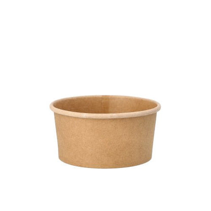 Um copo de sopa redondo e castanho PAPSTAR feito de papel com revestimento de folha (180 ml, 25 peças) da PAPSTAR GmbH é mostrado sobre um fundo branco. O copo descartável está vazio e destaca-se pelo seu design simples.