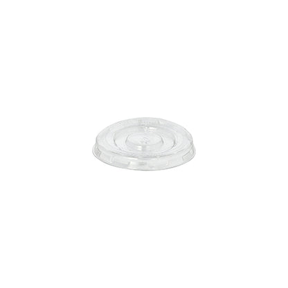 A tampa Starpak 125 para copos de molho, PET redonda Ø 5,9 cm · 0,7 cm transparente, é uma tampa redonda transparente com borda elevada e área circular no meio para copos de bebida descartáveis; ilustrada em fundo branco (125 peças).