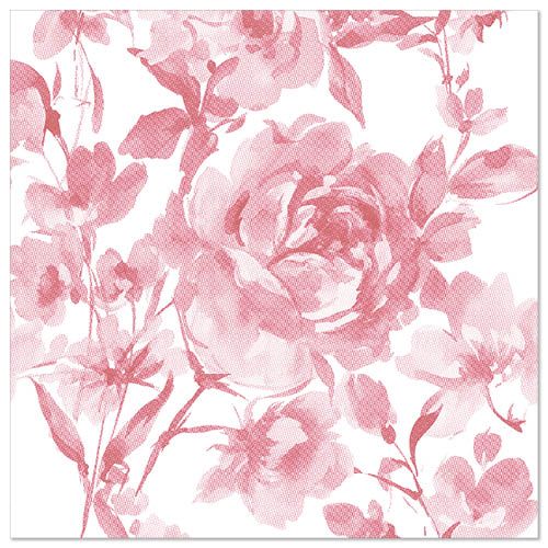 Os 20 guardanapos "ROYAL Collection" (1/4-Fold, 40 x 40 cm) da PAPSTAR GmbH oferecem uma qualidade de tecido premium com seu padrão de rosas e folhas aquareladas em rosa denso sobre branco - ideal para a mesa elegantemente posta.
