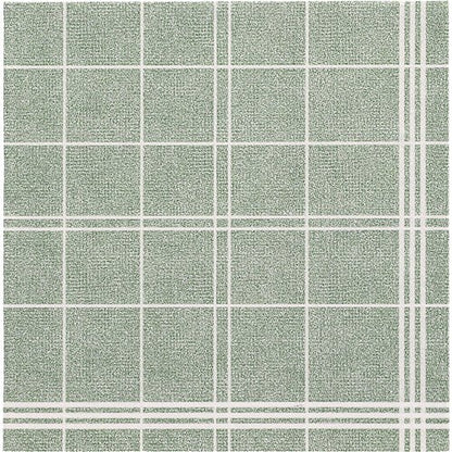 Os PAPSTAR 20 guardanapos "ROYAL Collection" (40x40 cm, 1/4-Fold) da PAPSTAR GmbH têm um design verde texturizado com linhas de grade brancas e um efeito de grade dupla no canto inferior direito, perfeito para decorações de mesa elegantes.
