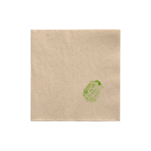 Um guardanapo de papel de 2 camadas PAPSTAR (24 x 24 cm, 1/4-dobra) da PAPSTAR GmbH apresenta uma pequena mancha verde perto de um canto e está sobre um fundo branco simples.