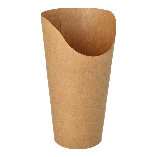 Os 50 Wrap Cups PAPSTAR da PAPSTAR GmbH são copos de papel cônicos e marrons, ideais para wraps ecológicos em festas e eventos, apresentados sobre fundo branco.