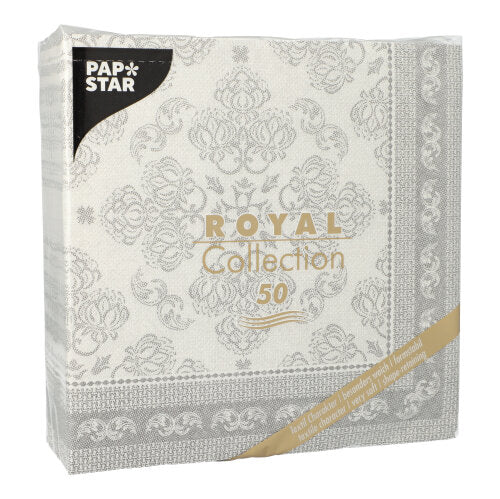 Um pacote de 50 guardanapos cinza PAPSTAR "ROYAL Collection" 40x40 cm (1/4-dobra) da PAPSTAR GmbH.
