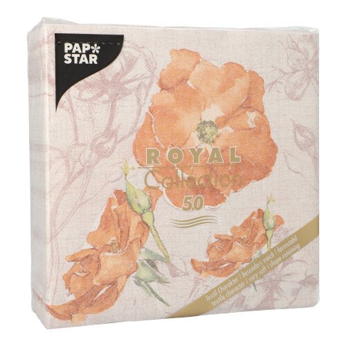 Um pacote de 50 PAPSTAR "ROYAL Collection" guardanapos (40x40 cm, 1/4 dobra) em nectarina da PAPSTAR GmbH, com design elegante.