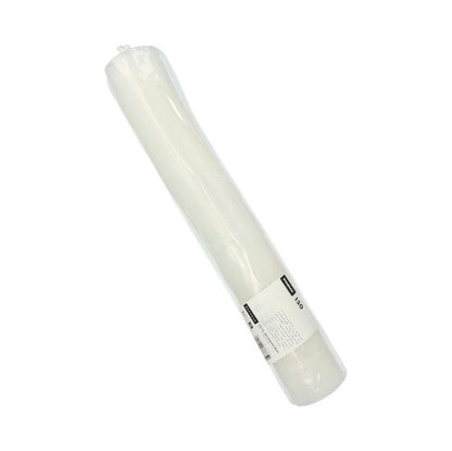 Uma tampa Starpak 150 PS, tampa redonda transparente (Ø 9 cm, 1 cm de altura) com fenda cruzada, embalada em uma embalagem de filme com etiqueta branca, texto impresso e códigos de barras para fechamento seguro (150 unidades).