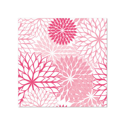 Os 20 guardanapos da PAPSTAR GmbH, 25 cm x 25 cm, 3 camadas, apresentam um padrão simétrico repetitivo de motivos florais rosa e vermelhos sobrepostos com pétalas pontiagudas e espaço branco, dobrados em uma 1/4 de dobra.