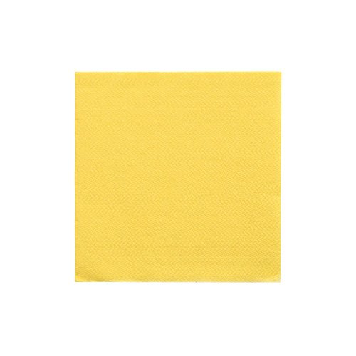 Um guardanapo PAPSTAR GmbH 1/4-dobra, 24x24 cm amarelo da "DAILY Collection" (20 unidades) está centralizado sobre um fundo branco simples.