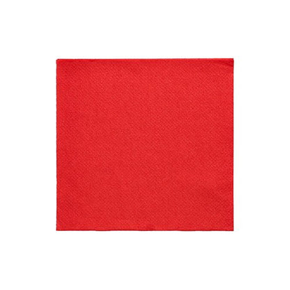 Está representado um único guardanapo vermelho PAPSTAR 1/4-dobra (24x24 cm, "DAILY Collection", 20 peças) da PAPSTAR GmbH sobre um fundo branco.