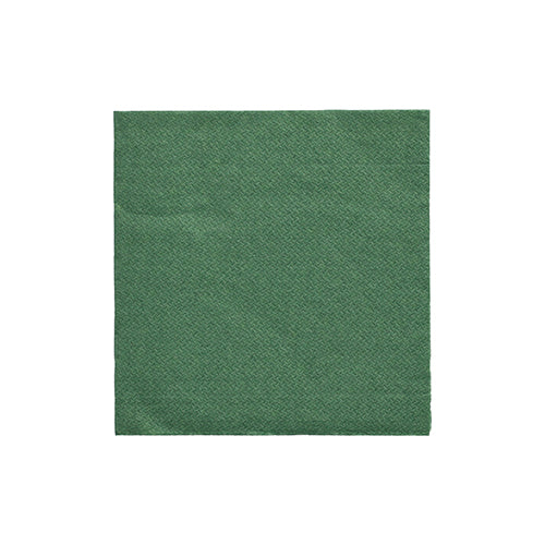 Um simples guardanapo quadrado PAPSTAR 1/4-dobra (24x24 cm) em verde escuro da "DAILY Collection" (20 peças) da PAPSTAR GmbH está centralizado em um fundo branco.