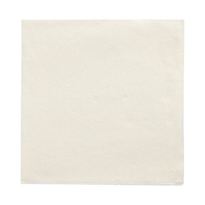 É exibido um guardanapo branco, quadrado PAPSTAR 20 guardanapos "DAILY Collection" 1/4-dobra (32x32 cm) da PAPSTAR GmbH não utilizado sobre um fundo branco com padrão de textura discreto – perfeito para uma decoração de mesa elegante.