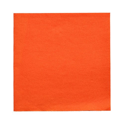 Sobre um fundo branco está ilustrado um simples guardanapo laranja PAPSTAR "DAILY Collection" (1/4-dobra, 32x32 cm) da PAPSTAR GmbH, cuja superfície é lisa e sem marcas.
