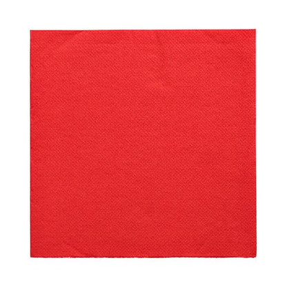 Um guardanapo vermelho PAPSTAR 1/4-dobra (32x32 cm) da "DAILY Collection" da PAPSTAR GmbH está ilustrado plano sobre um fundo branco e apresenta um padrão de estrutura discreta – ideal para uma decoração de mesa moderna.