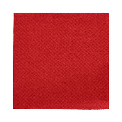 Sobre um fundo branco está um guardanapo vermelho da PAPSTAR GmbH da DAILY Collection (32x32 cm, 1/4-dobra) com superfície ligeiramente texturizada – ideal para uma decoração de mesa elegante.