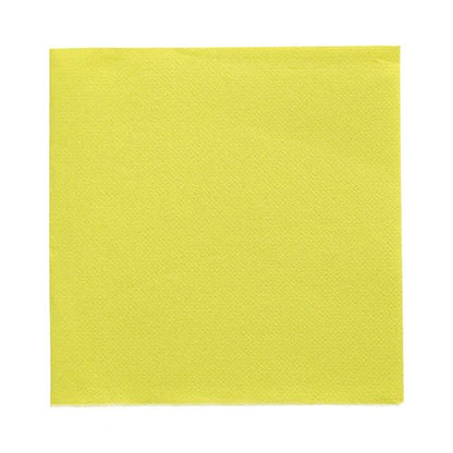 Os 20 guardanapos "DAILY Collection" (1/4-dobra, 32x32 cm) da PAPSTAR GmbH em amarelo são apresentados sobre um fundo branco – ideal para adicionar cor à sua decoração de mesa.