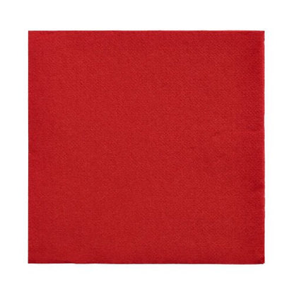 Um 150 guardanapos "DAILY Collection" (1/4-dobra, 32x32 cm) da PAPSTAR GmbH é mostrado em vermelho liso sobre um fundo branco e é feito de papel de alta qualidade sem padrões ou designs visíveis.