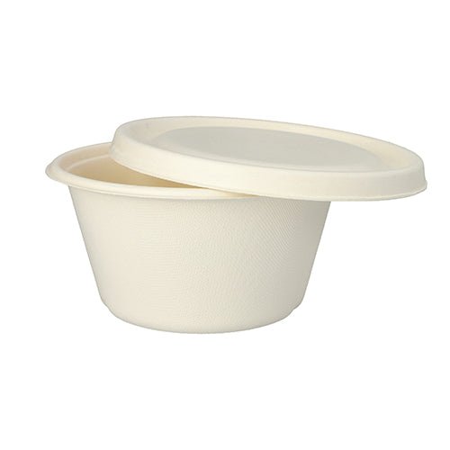 As PAPSTAR 25 tigelas, cana-de-açúcar "pure" Ø 17 cm da PAPSTAR GmbH é uma tigela descartável redonda e branca com tampa, feita de cana-de-açúcar biodegradável – perfeita para necessidades descartáveis ecológicas.