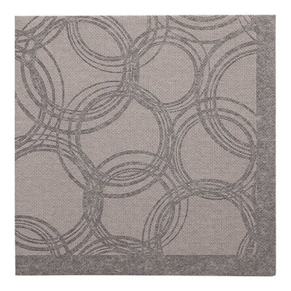 Tapete quadrada com fundo cinza claro e borda cinza escuro com padrão de anéis circulares - ideal para combinar com PAPSTAR 50 guardanapos "ROYAL Collection" 1/4-dobra 40 x 40 cm cinza de PAPSTAR GmbH para um estilo elegante e harmonioso.