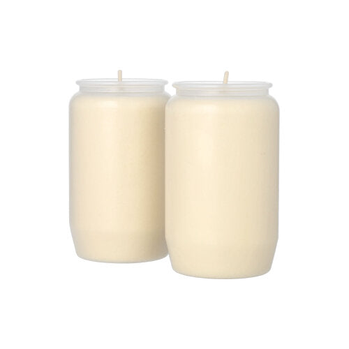 Duas PAPSTAR luzes de óleo de composição Ø 5,8 cm em caixa transparente (2 peças, PAPSTAR GmbH) estão lado a lado sobre um fundo branco, criando uma iluminação atmosférica.