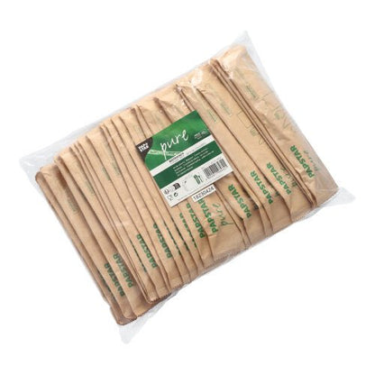 Os PAPSTAR 50 conjuntos de talheres, madeira "pure" com guardanapo no saco de papel da PAPSTAR GmbH são conjuntos de talheres de madeira embalados individualmente e ecologicamente corretos – ideal para eventos sustentáveis e acessórios de festa biodegradáveis.