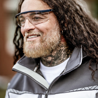 NITRAS VISION PROTECT BASIC, óculos para têmporas, transparente / azul marinho, plástico EN 166 | Pacote (12 peças)