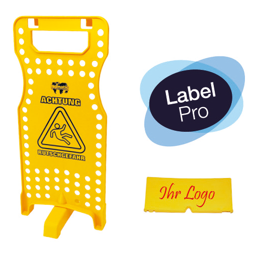 Sinal de alerta Numatic "W1" com colchetes, amarelo | Pacote (1 peça)