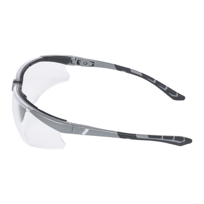 NITRAS VISION PROTECT PREMIUM, óculos para têmporas, transparente / cinza, plástico ISO 16321-1 | Pacote (12 peças)