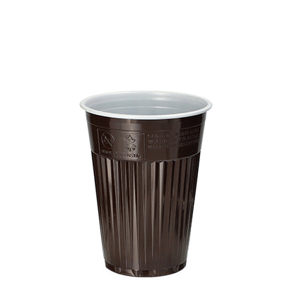O copo automático térmico Starpak 100 (PS, 0,18 l, Ø 7,03 cm, 9 cm) em Castanho/Branco com exterior canelado e interior liso fica em pé – ideal para manter as bebidas quentes em movimento. Fornecido em pacote de 100.
