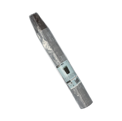 Uma embalagem de plástico selada contém 100 copos automáticos térmicos Starpak (0,18 l, Ø 7,03 cm, 9 cm, castanho/branco) e mantém as bebidas na temperatura certa; a etiqueta do produto é visível na embalagem.