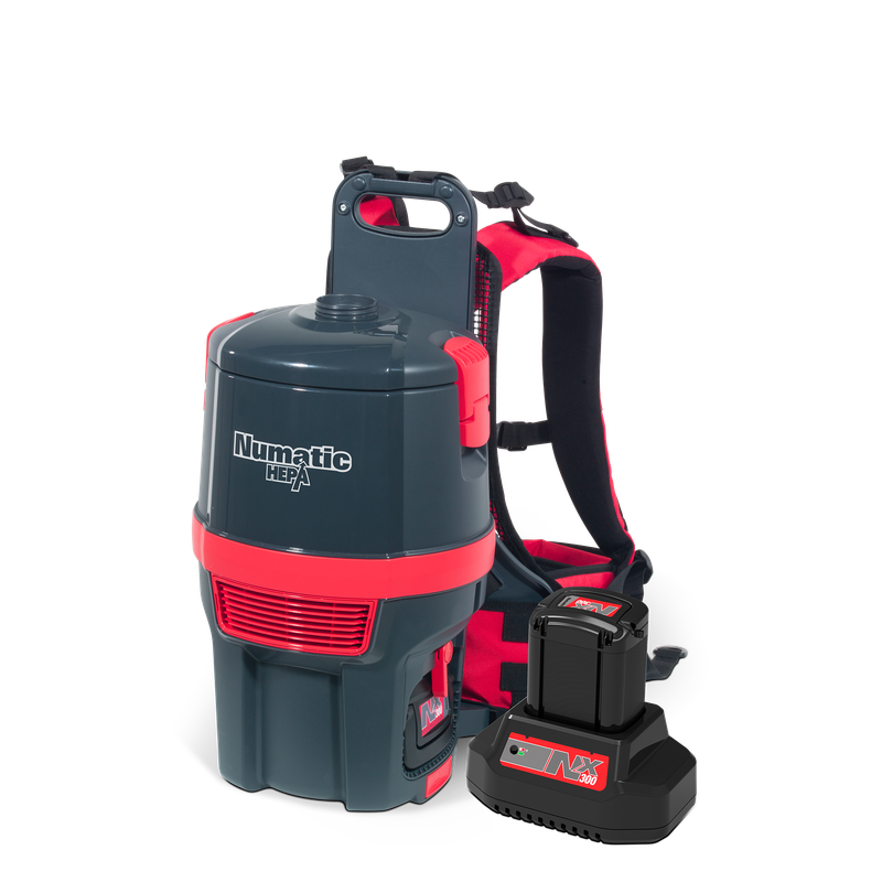 Aspirador de mochila com bateria Numatic RSB150H.NX/1, grafite, conjunto de acessórios AA30E | Pacote (1 peça)