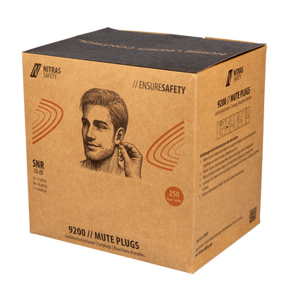 NITRAS MUTE PLUGS, tampões para os ouvidos, laranja, EN 352-2, 250 pares / caixa PU | Pacote (1 peça)