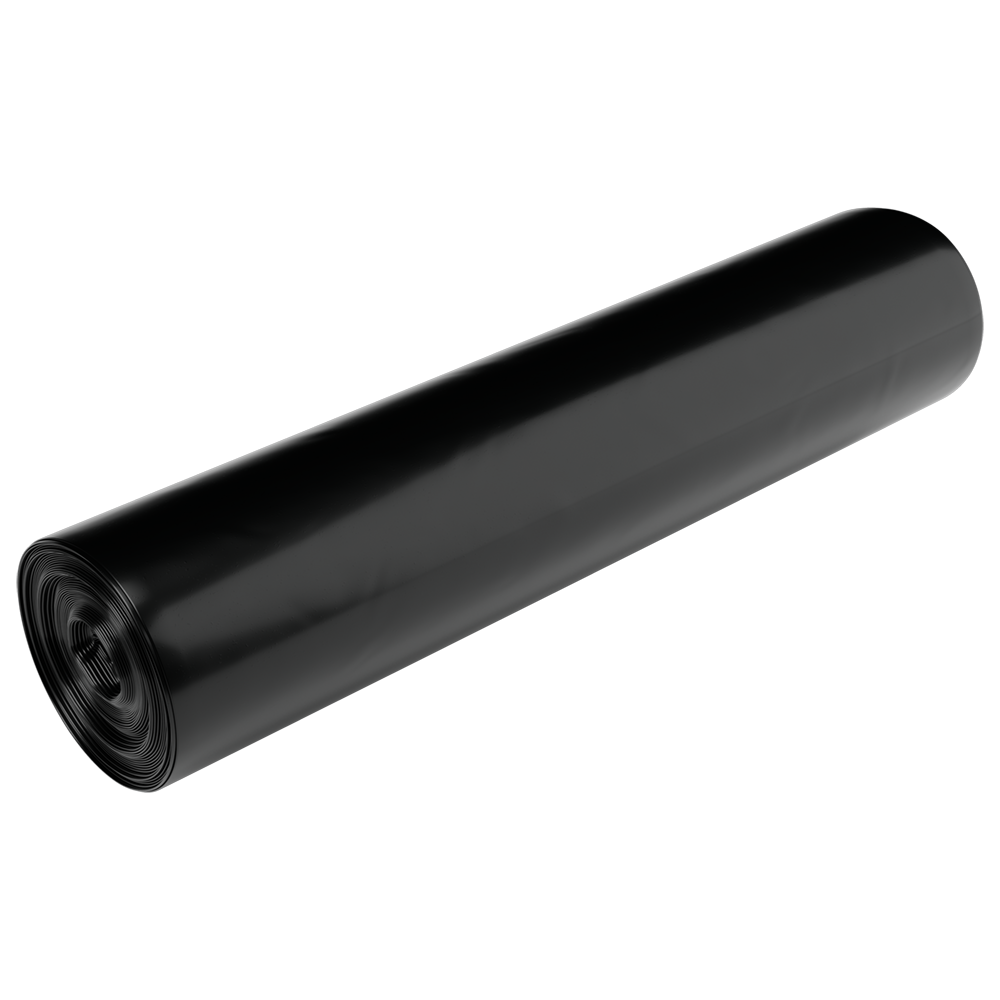 Um pacote de sacos de lixo EMIL DEISS KG (GmbH + Co.) DEISS 95467 Tipo 60 preto, 600x700 mm (25 unidades), é mostrado contra um fundo branco simples. Os sacos de lixo bem enrolados têm uma superfície lisa e brilhante.