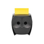 O dispensador de notas Post-it® Z-Notes da 3M Deutschland GmbH, coruja, preto, acomoda notas Z-Notes Super Sticky amarelas (45 folhas/bloco, 2 blocos/embalagem) e é mostrado sobre um fundo branco.