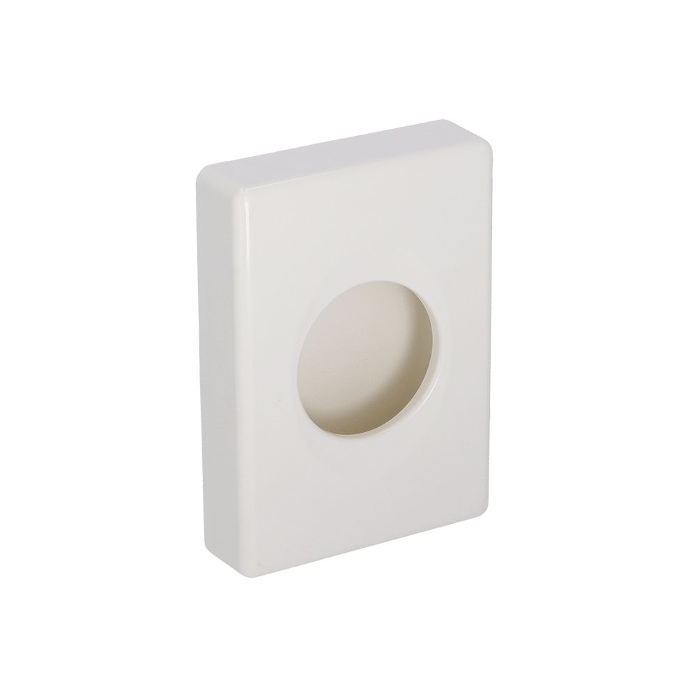 A DEISS 99301 Dispenser Hygiene Box (100x139,5x27,5 mm, branco) da EMIL DEISS KG é uma placa de parede branca e retangular com uma abertura central para condução de cabos ou armazenamento higiênico em instalações médicas. Embalagem: 25 peças.