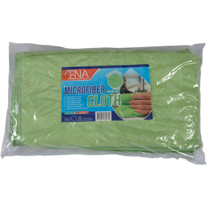 O pano de microfibra da Abena Re-Seller GmbH ENA Soft, 40x40 cm, é um pano de microfibra verde em plástico transparente com uma etiqueta azul-vermelha "Pano de microfibra", que mostra uma limpeza de mãos - uma escolha perfeita para limpeza e manutenção de automóveis.