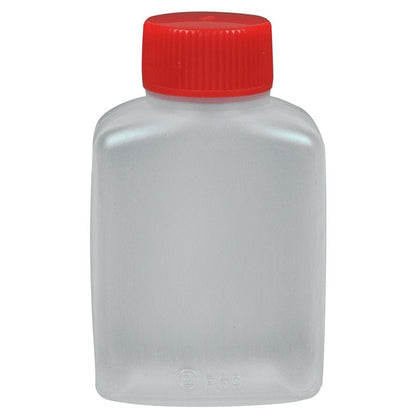 O recipiente de soja da Abena Re-Seller GmbH é um pequeno recipiente transparente com corpo largo e tampa de rosca vermelha, ideal para o armazenamento de grãos de soja, exibido sobre um simples fundo branco.