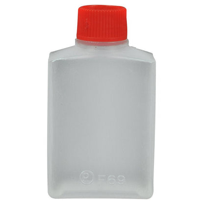 O recipiente de soja da Abena Re-Seller GmbH é um recipiente de plástico retangular e transparente com tampa de rosca vermelha sobre um fundo branco. É ideal para o armazenamento ecológico de grãos de soja e possui uma pequena marca em relevo perto da base.