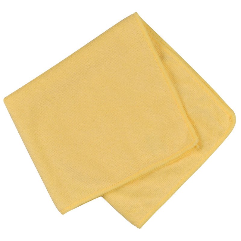 Um pano de microfibra amarelo limpo e dobrado ENA Standard (40x40 cm) da Abena Re-Seller GmbH, com bordas lisas e textura suave, sobre fundo branco.