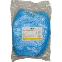 Eine versiegelte Kunststoffverpackung mit blauer "Thor Astrohaube mit Mundschutz" von Abena Re-Seller GmbH, mit Produktinformation auf einem weiß-gelben Etikett, perfekt für Hygiene und Arbeitsschutz.