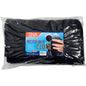 Uma embalagem de plástico transparente contém 10 panos de microfibra ENA Soft pretos dobrados (40x40 cm) da Abena Re-Seller GmbH com uma etiqueta azul-preta "Pano de Microfibra" - perfeito para cuidados com o carro ou limpeza doméstica.