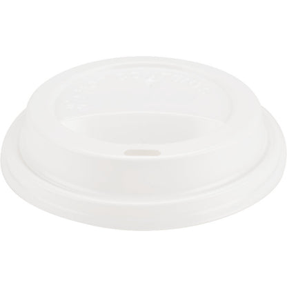 Der Deckel für Kaffeebecher, PP von Abena Re-Seller GmbH ist ein weißer Kunststoffdeckel mit erhöhtem Rand und ovaler Trinköffnung - ideal als Deckel für Heißgetränke.