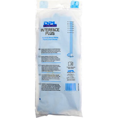 Uma embalagem transparente com a inscrição "Luvas de Limpeza Nitrilo, Azul" da Abena Re-Seller GmbH contém luvas de nitrilo azuis. Na embalagem estão indicados detalhes do produto e instruções de uso para estas luvas de limpeza sem látex.