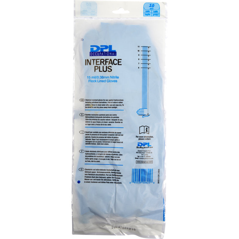 Uma embalagem de plástico transparente mostra as luvas de limpeza de nitrilo azul da Abena Re-Seller GmbH. As luvas azuis, sem látex, são visíveis no interior. Na embalagem estão impressas informações sobre o produto e avisos.