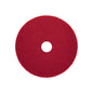 Der Arcora Sunshine Strong Plus No1 / Rot von Arcora International GmbH ist ein roter, runder Bodenpuffer mit Mittelloch, ideal für die starke Reinigung von Oberflächen. Karton enthält 10 Stück. Abgebildet vor weißem Hintergrund.